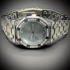White Gold Iced Octagon Watch Stainless Steel